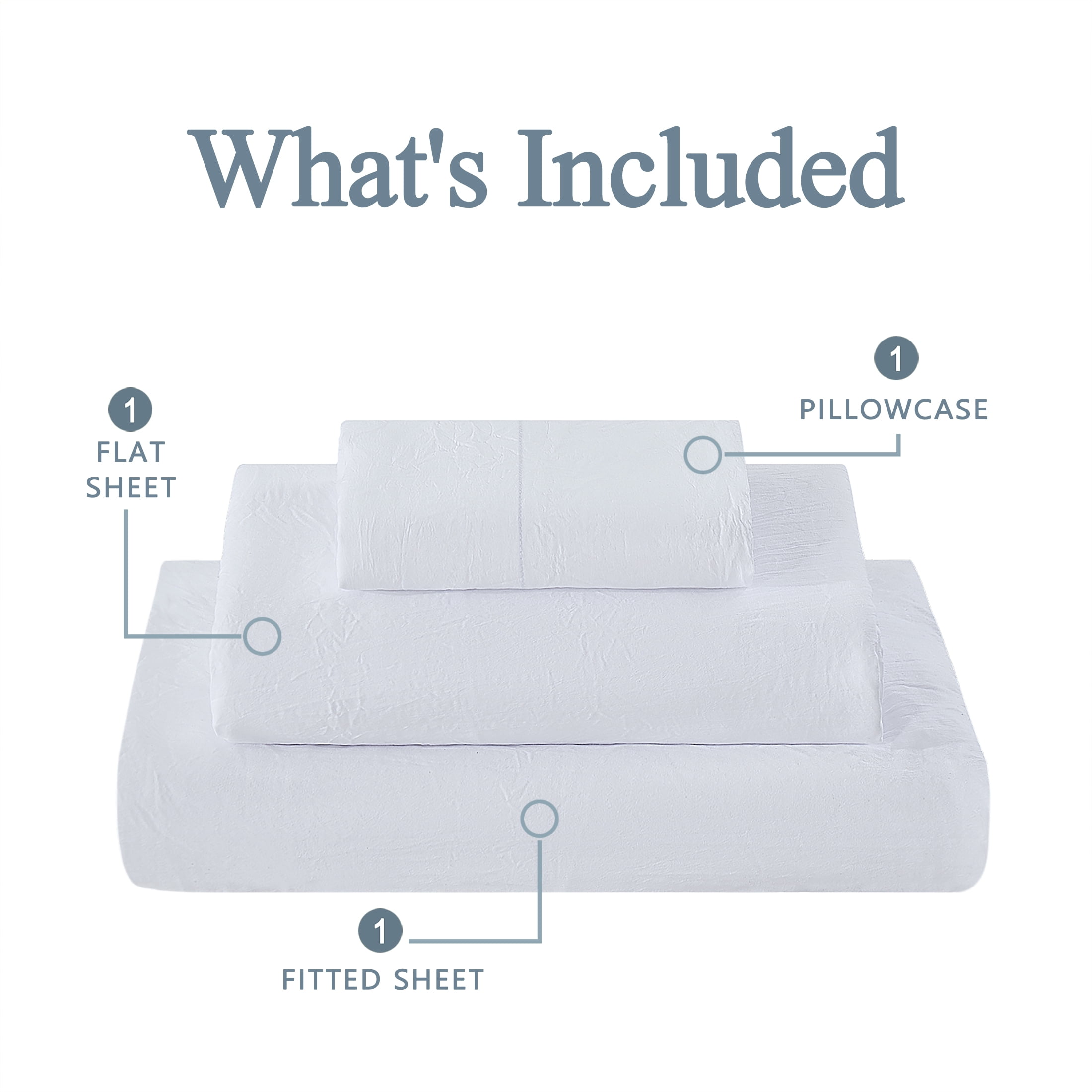 Mainstays Washed Ultra Soft Microfiber Bed Sheet Set, Twin-XL, Arctic White, 3 Piece