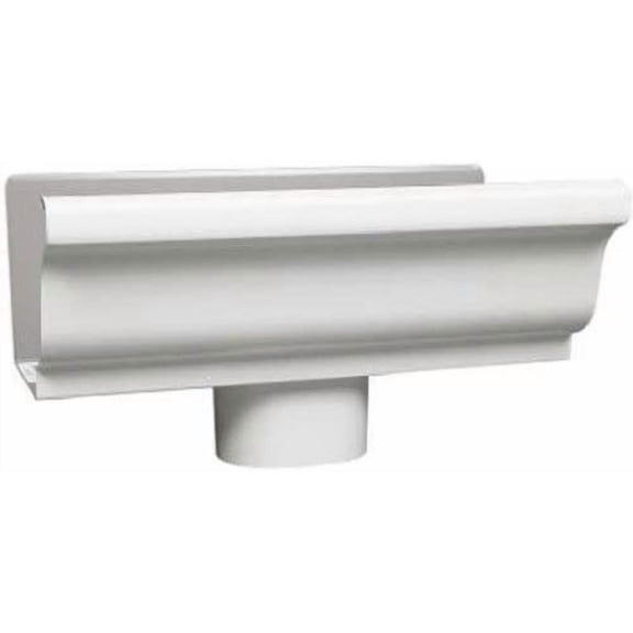 AMERIMAX HOME PRODUCTS End Piece With Drop, For 5-In. Gutter, White Aluminum, 5-In. 27010