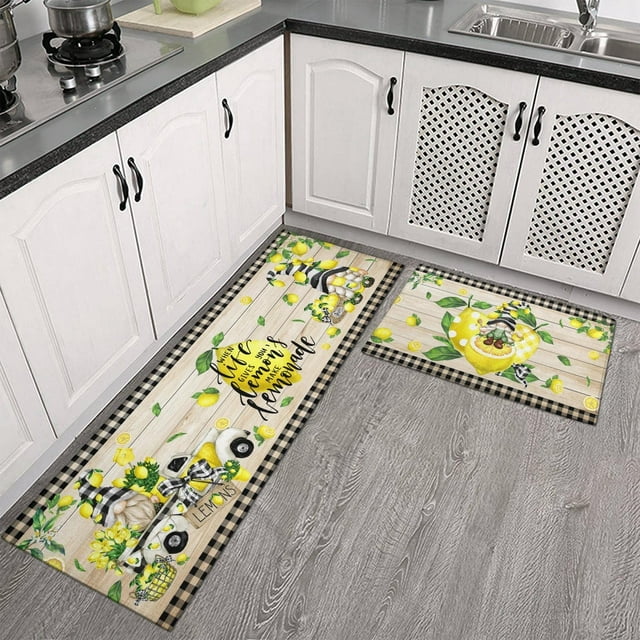 Lemon Kitchen Rug Mat Set of 2
