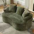 thumbnail image 3 of Curved Loveseat, Small Chenille Sofa with 3 Pillows, Deep Seat Couch for Apartment, Living Room, No Assembly Needed, 3 of 5