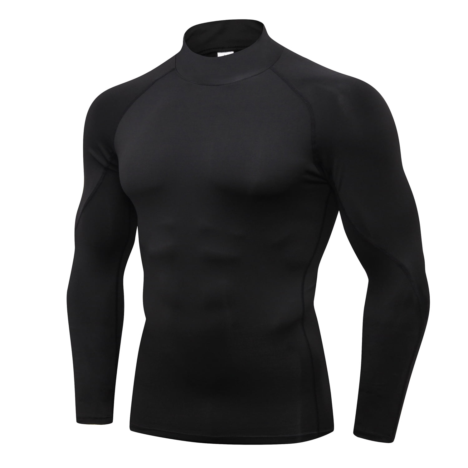 Men's Compression Shirts BaseLayer Tights Mock Long Sleeve Workout Running Tops 