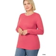 thumbnail image 3 of Zenana Plus Size Brushed Microfiber Lightweight Round Neck Long Sleeve Tee Shirts Top, 3 of 3
