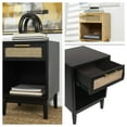 thumbnail image 6 of Urban Designs Crest 26" H x 18" W Modern Cane Front Nightstand with Drawer and Open Shelf - Black, 6 of 6