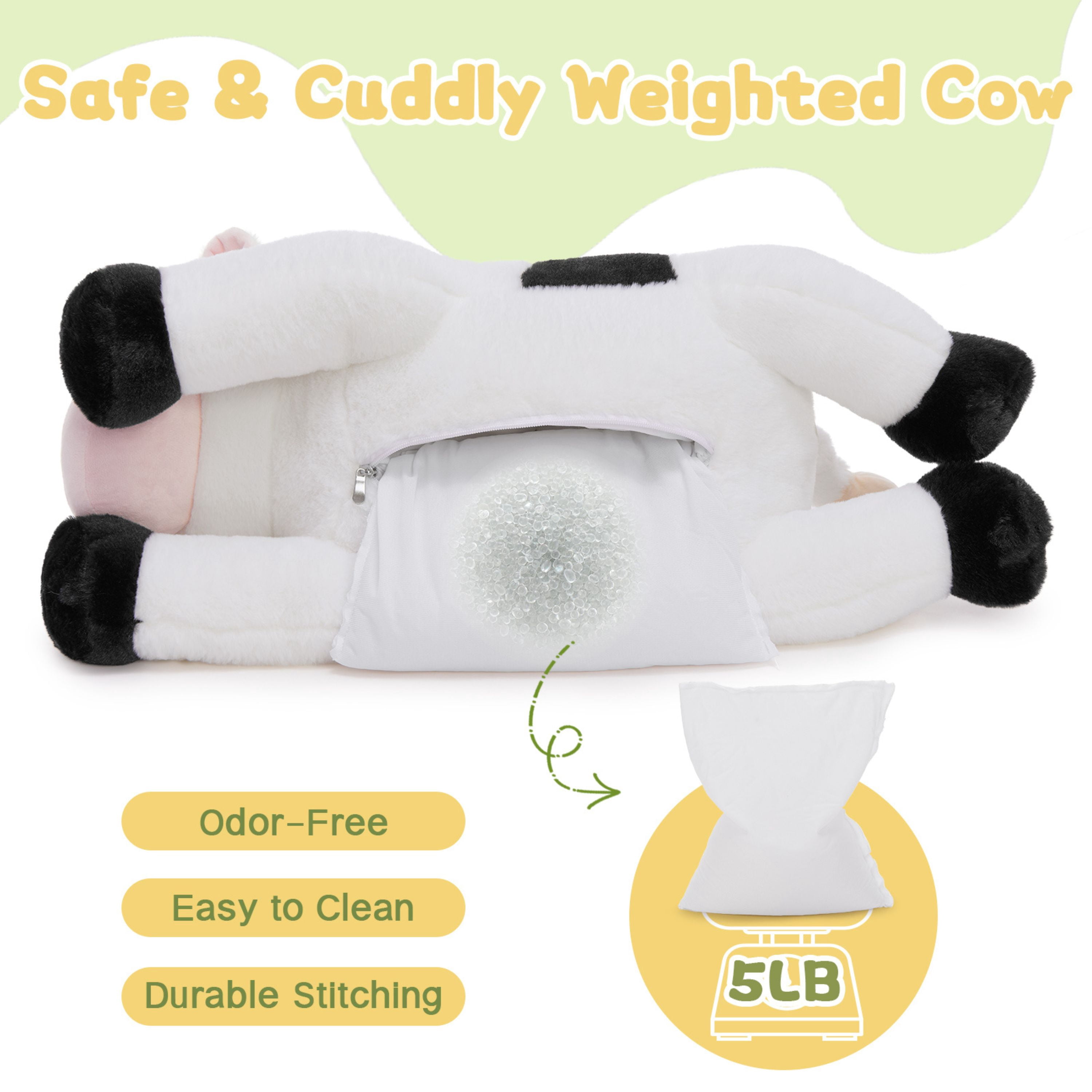 Tezituor 28" Cow Weighted Stuffed Animals 5lb Soft Microwavable Stuffed Animal Glow in The Dark