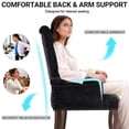 thumbnail image 3 of PAPROOS Upholstered Dining Chair, Chenille Fabric Tufted Dining Room Chair with Curved Solid Wood Legs, Modern Accent Dining Chair with Arm, Armchair for Kitchen, Living Room, Black, 3 of 10