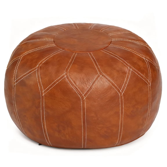 Thgonwid Unstuffed 21*13 inch Vegan Leather Pouf, Brown