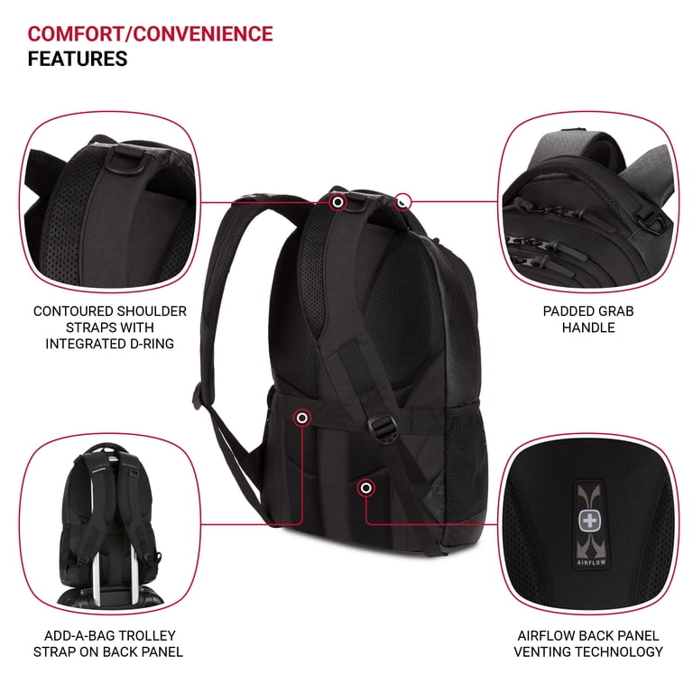 SWISSGEAR Cecil 5505 Laptop Backpack, Black Hex, 18-Inch for Work