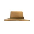 thumbnail image 4 of C.C Wool Wide Brim Porkpie Fedora Hat with Simple Band Accent - Camel, 4 of 5