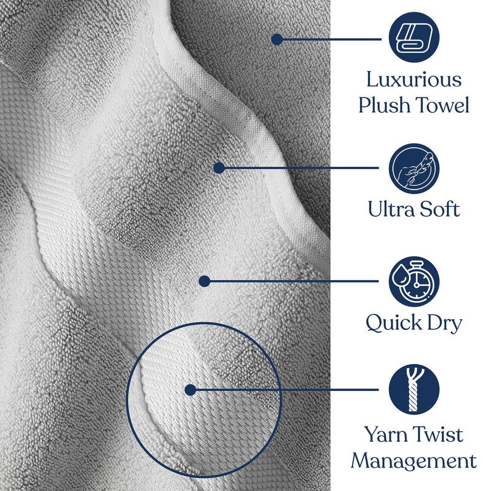 Delara Organic Cotton Bath Sheet 36"x70" Pack of 4, 650 GSM Plush Soft Quick-Dry Ultra-Absorbent Towels, GOTS & OEKO-TEX Certified, Light Grey