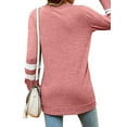 thumbnail image 5 of Hibeli Women Striped Colorblock Long Sleeve Crew Neck Lightweight Sweatshirt, 5 of 7