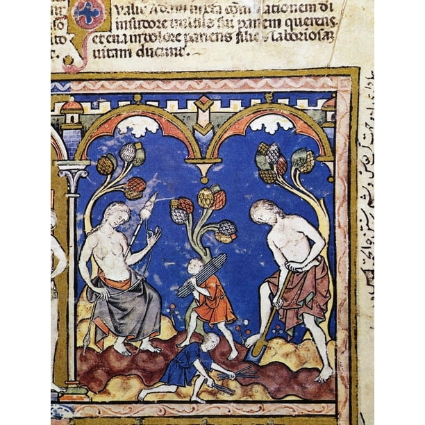 Adam And Eve Nthe Curse (Genesis 3 16-19) French Manuscript
