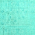 thumbnail image 1 of Ahgly Company Machine Washable Indoor Square Oriental Turquoise Blue Traditional Area Rugs, 4' Square, 1 of 4