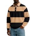 thumbnail image 2 of Men's Casual Long Sleeve Color Block Button Down Collar Loose Fit Top for Spring Fall Urban Style,Complexion,L, 2 of 5