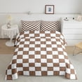 thumbnail image 2 of Erosebridal Geometric Checkered Quilt Set White Khaki Checkerboard Grid Bedding Set King,Buffalo Plaid Gingham Comforter Set Geometrical Bed Set Modern Room Decor, 2 of 8