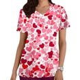 thumbnail image 2 of biudgviw Women's Valentine V Neck Shirt Heart Print Short Sleeve Graphic Tops Loose Casual T-Shirt with Pockets Festival Outfits, 2 of 5