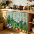 thumbnail image 6 of Tropical Plant Colorful Floral Cabinet Curtain 35"Wx35"L,Dustproof Under Sink Skirt with Self Adhesive Tape,Fern Print Summer Birds Cabinet Curtain Cover for Kitchen Sink,Bathroom Vanity,Laundry Room, 6 of 9