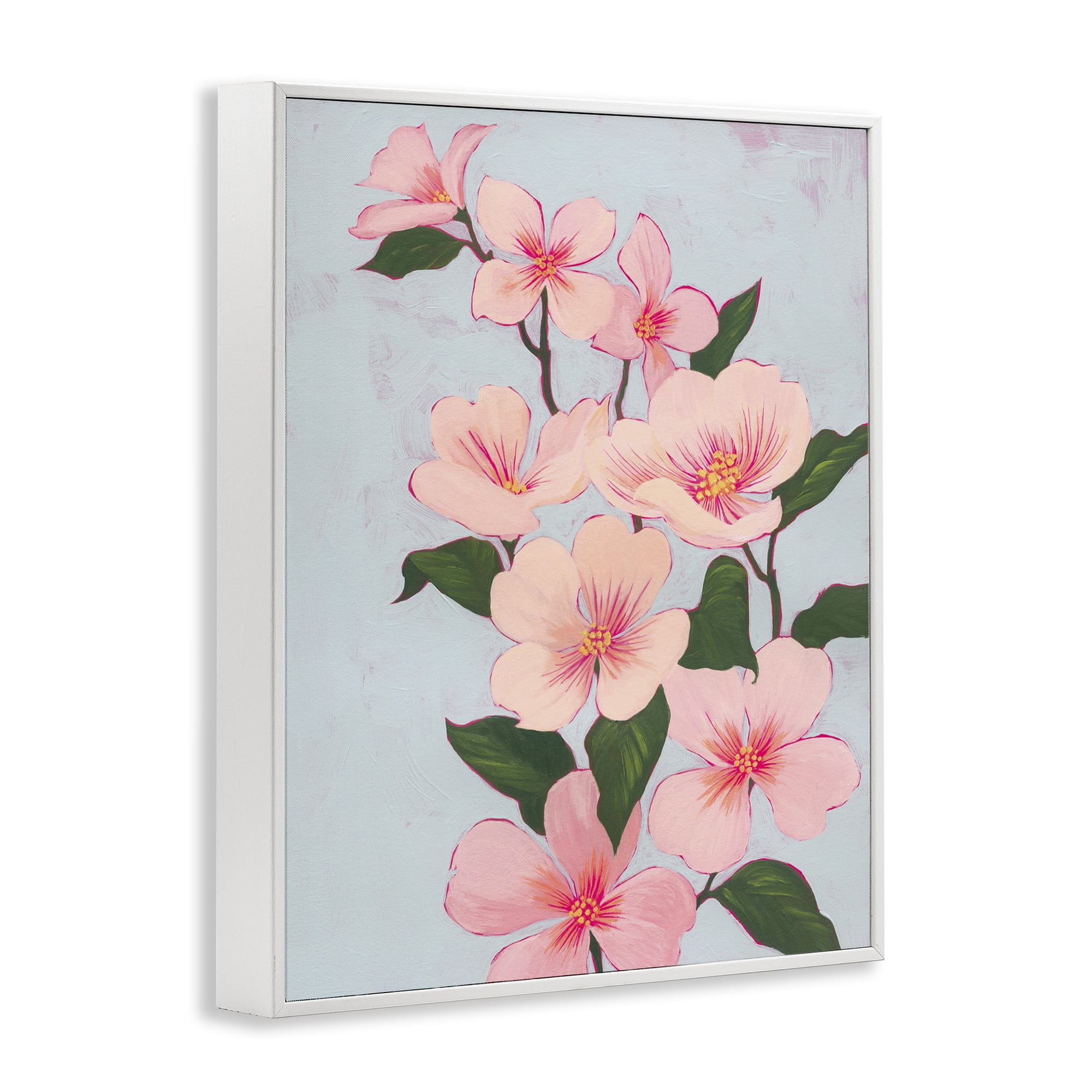 Stupell Industries Cherry Blossoms Vine Botanical & Floral Painting White Framed Art Print Wall Art, 24 x 30