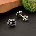 thumbnail image 3 of 925 sterling silver Rose earrings – Nature Petite Rose Flower Stud Earrings – One Pair – All Natural Solid Silver Stud Earring, 3 of 5
