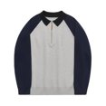 thumbnail image 1 of T-Shirts Contrast Color Half Zipper Knitwear Heavyweight Spring Korean Edition Mens Shirts Grey XL, 1 of 3