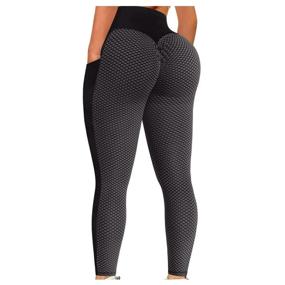 JINMGG 2025 Womens Plus Size Clearance $5 Womens High Waist Yoga Pants Tummy Control Slimming Booty Leggings Workout Running Butt Lift Tights with Pockets