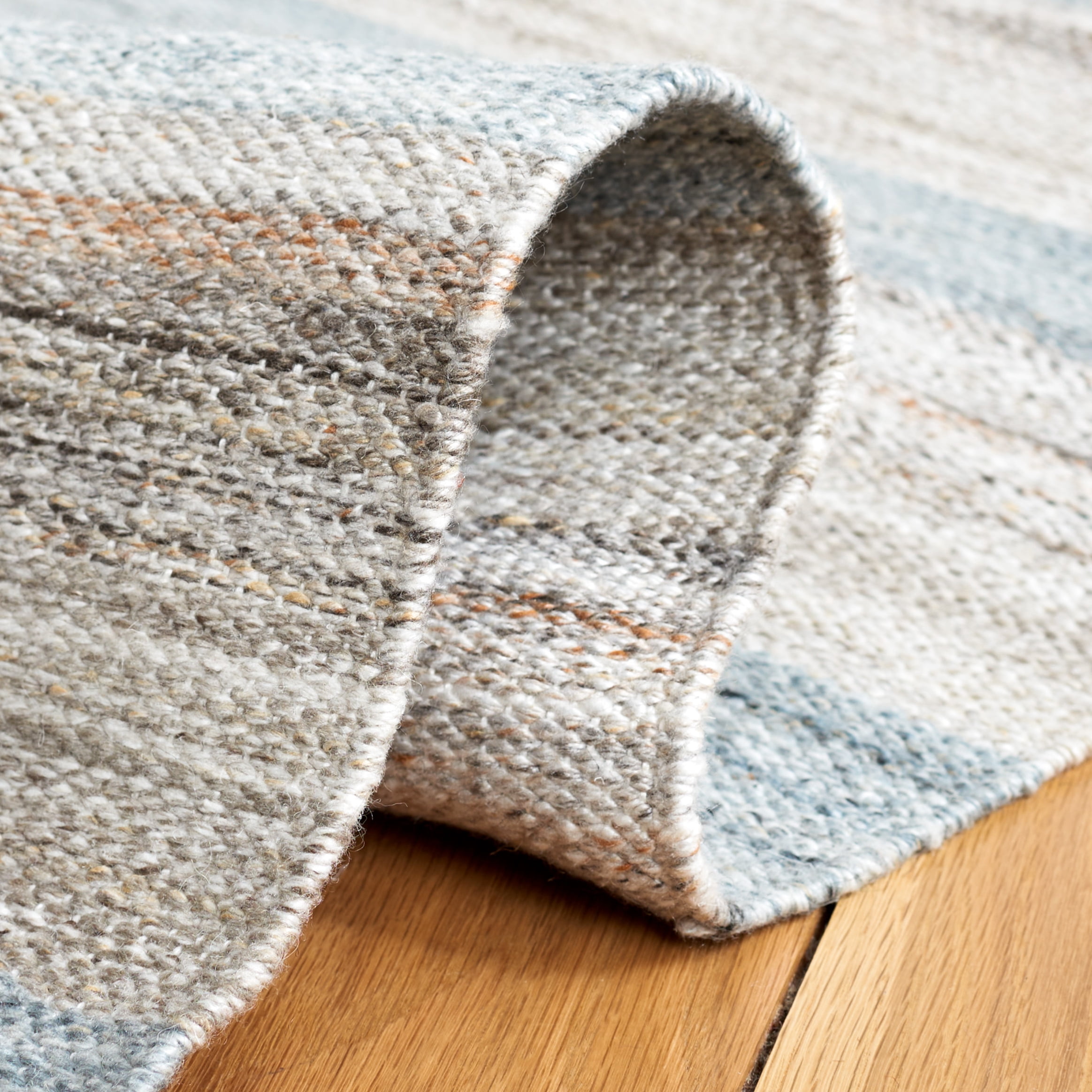 SAFAVIEH Striped Kilim Clyde Striped Polyester Area Rug, Grey/Beige, 5' x 8'