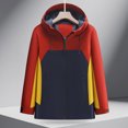 thumbnail image 5 of RYDCOT Men's Color Block Lightweight Windbreaker Jacket Casual Zip up Windproof and Waterproof Jackets with Hooded Outerwear Jackets Red, 5 of 5