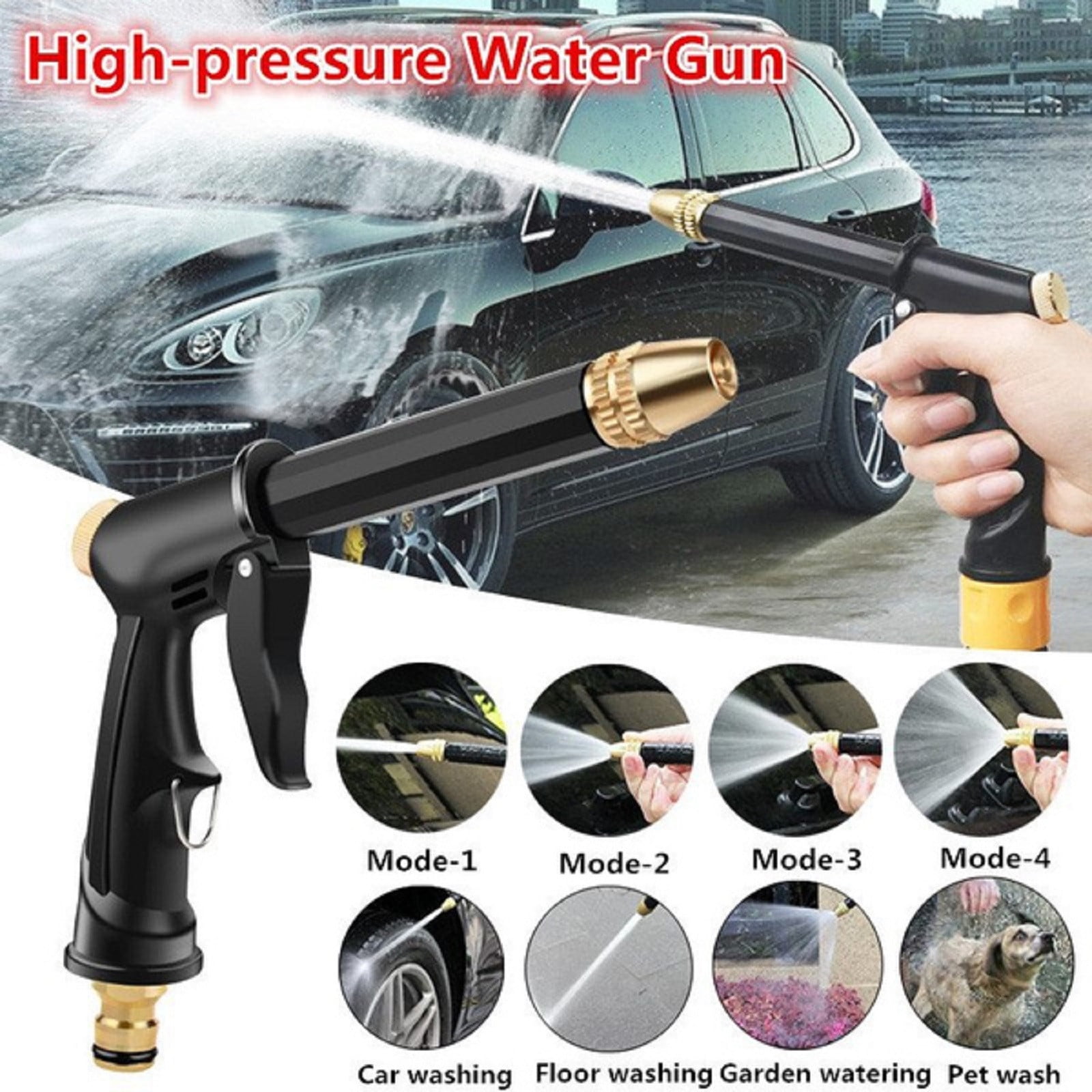 Gray Color Heavy Duty Metal in Zinc Alloy Body with Full Brass Nozzle & ABS Plastic with Rubber Coating High Pressure Metal Water Spray Gun,Best for Watering,Washing HOMY Garden Hose Nozzle 
