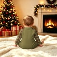 thumbnail image 5 of Matching Christmas Pajamas for Family, Ultra-Soft Cotton Holiday Pajamas, Xmas Letter Print Brown Raglan Green Plaid Pjs Pants, 5 of 5