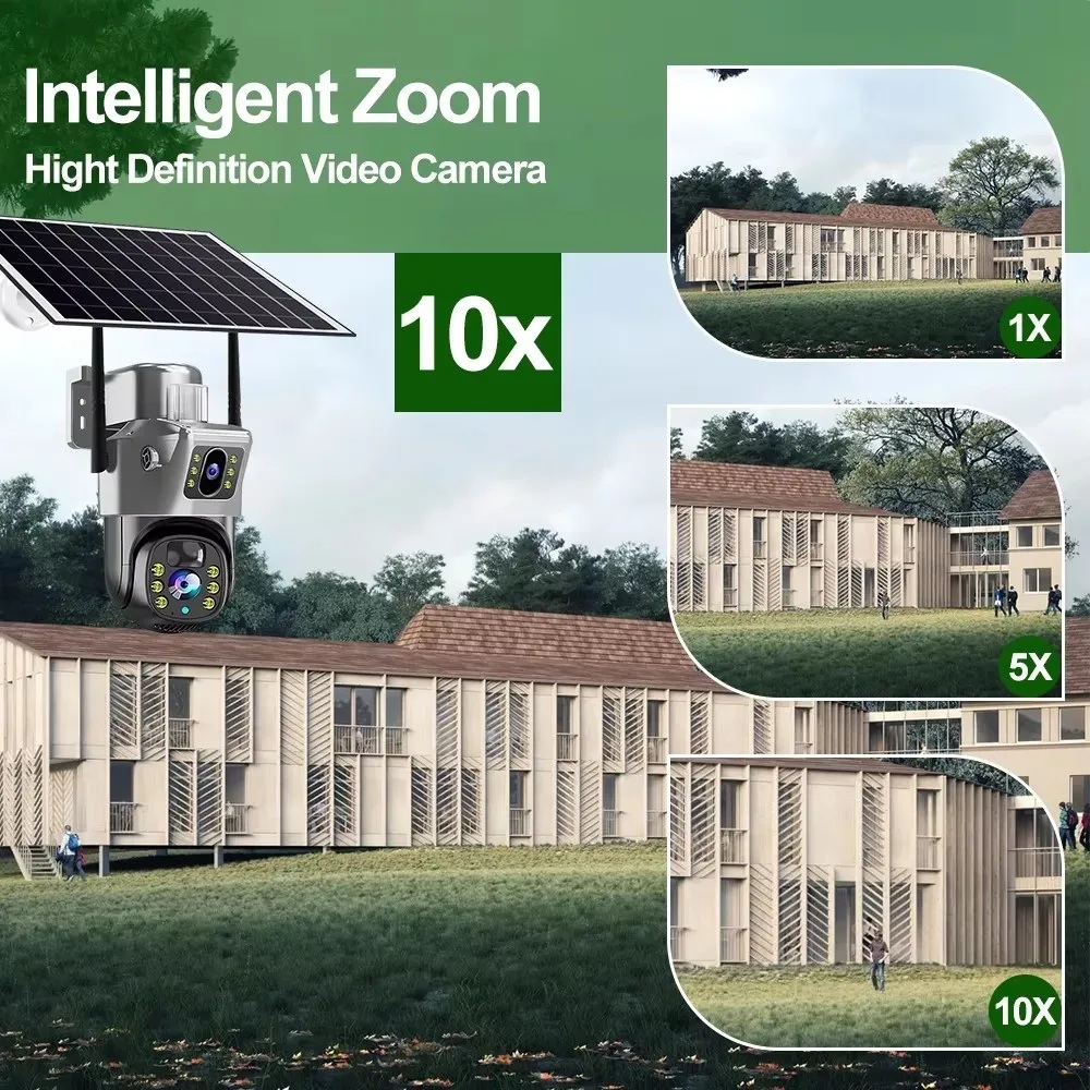 8MP 4K Wireless Solar Camera WIFI Sim Outdoor Dual Lens IP Camera PIR Night Vision V380 Pro CCTV Security Protection Monitor