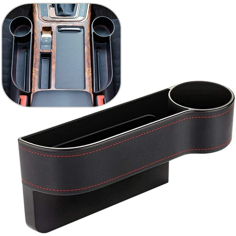 1pc Pu Leather Car Seat Gap Organizer Phone Holder Multifunction Auto  Console Side Storage Box With Cup Holder