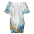 thumbnail image 6 of Watercolor Coral Reef (7) Women's Off The Shoulder Ruffles Summer Wedding Guest Loose Casual Party Beach Dress, 6 of 9