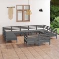 thumbnail image 1 of vidaXL Ensemble de Salon de Jardin 11 Pcs Gris Bois Massif Pin, 1 of 4