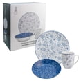 thumbnail image 1 of Juego Vajilla Familiar Porcelana Alemana, 12 Piezas para 4 Personas, Diseño Floreado Con Caja de Regalo, Color Azul y Blanco, 1 of 15