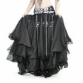 thumbnail image 2 of BellyLady Belly Dance Skirt Halloween Tribal Chiffon Tiered Maxi Full Skirt-Black, 2 of 6