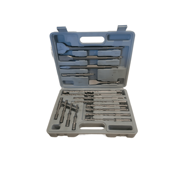 Juego de 17 brocas multipercutor y cincel para taladro manual SDS de acero de aleación.