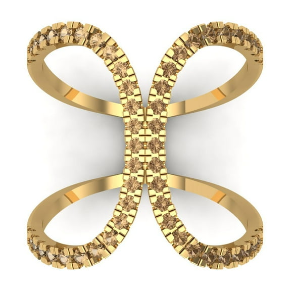 0.5 ctw Statement Anniversary Ring for Women | Round Cut Simulated Champagne Diamond | Hyperallergenic Solid 14K Yellow Gold