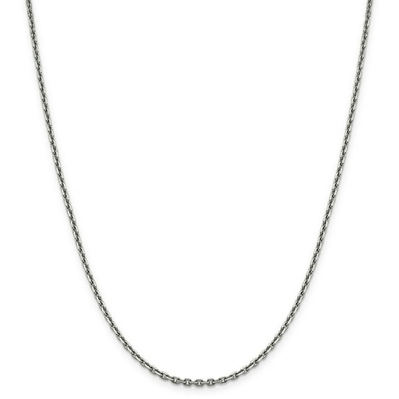 14k White Gold 2.5mm Diamond-Cut Cable Chain