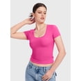 thumbnail image 5 of Women's Scoop Neck Short Sleeve T Shirt Slim Fit Sexy Tops, 5 of 6