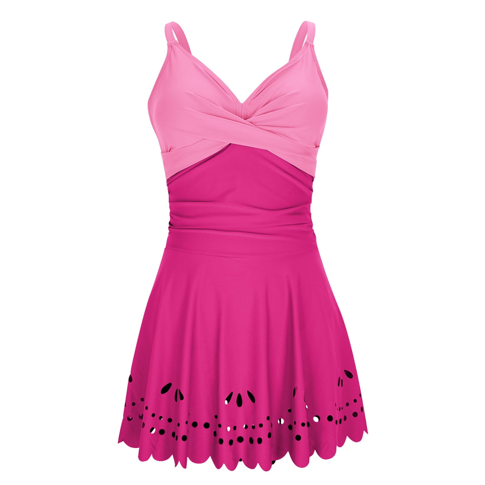 Aobny Eyelet Women's Swimsuits Tummy Control Swim Dress Swim Suits Pink Hipster Women's Bikini Swimsuits