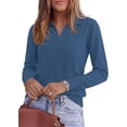 thumbnail image 3 of PRETTYGARDEN Womens Long Sleeve Collared Polo Sweater V Neck Knit Ribbed Business Casual Pullover Sweaters Fall Outfits, 3 of 8