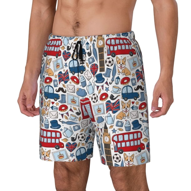 Balery London Symbols1 Bañador para hombre, shorts de playa de secado rápido con entrepierna y forro de compresión-3X-Large