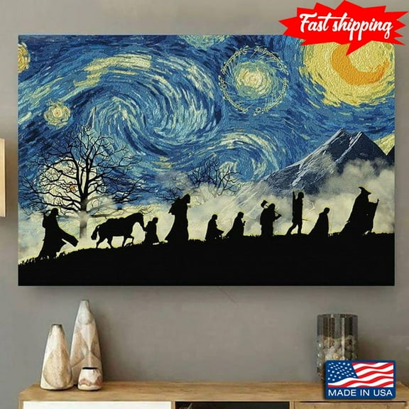 Lord Of The Rings In The Starry Night Vincent Van Gogh 11 x 17 Inch Poster