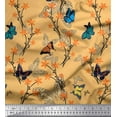 thumbnail image 1 of Soimoi Orange Cotton Duck Fabric Flower & Butterfly Fabric Prints by Yard 56 Inch Wide, 1 of 1