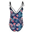 thumbnail image 6 of UTSJKR Tropical Plants Women's Cutout Swimsuit Triangle Bathing Swimsuit Beach Party Ruched High Cut Swimsuit Summer Navy 12, 6 of 6