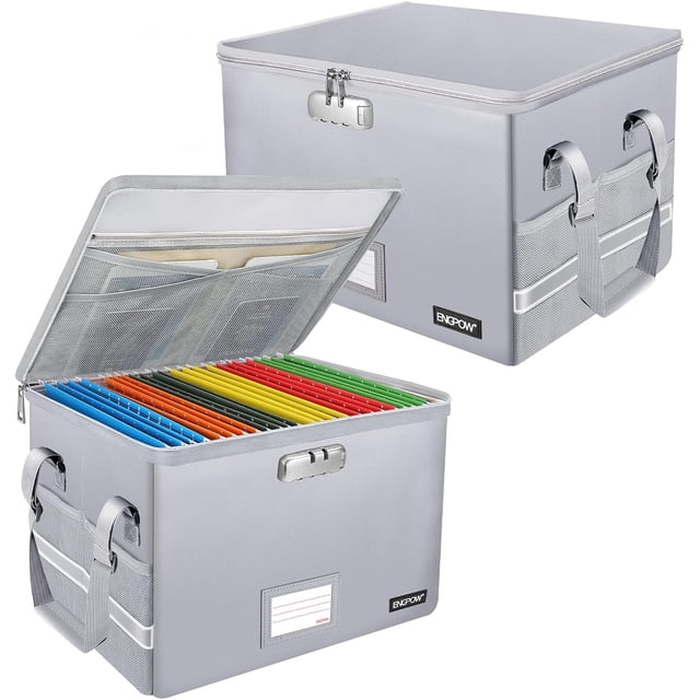 Pack Pink Collapsible Fireproof & Water- File Storage Box with Lock Zipper Closure Holds Up to Pounds Ideal for Home Office & Document Organization