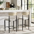 thumbnail image 4 of Safavieh Covelle Coastal Mid Back Metal and Fabric Stools, Black/Gold/Gray (Set of 2), 4 of 5