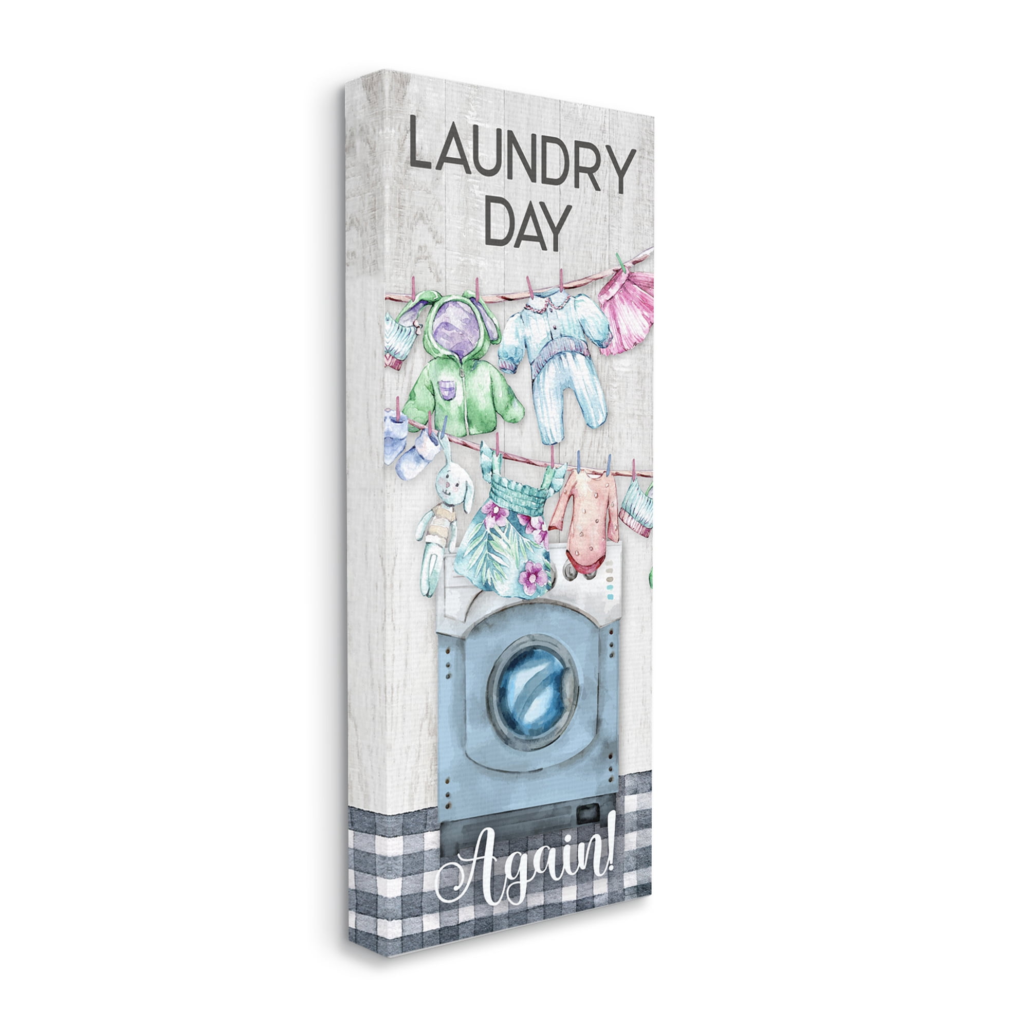 Stupell Industries Rustic Laundry Day Again Typography Painting Gallery Wrapped Canvas Art Print Wall Art, 10 x 24
