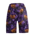 thumbnail image 5 of GrmtClth Men's Halloween print shorts Fun Cartoon Pumpkin Beach Summer Shorts Multi Storage Pocket Short Trousers Fun Holiday Travel Casual Clothes Dark Purple M, 5 of 5