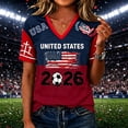 thumbnail image 2 of 2026 Soccer Jerseys Shirts for Women Country Team Short Sleeve V Neck Fan International Football Shirt Retro Streetwear Top, Wine XXXL, 2 of 4