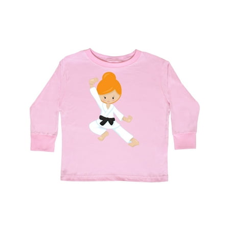 

Inktastic Cute Girl Orange Hair Black Belt Karate Pose Gift Toddler Toddler Girl Long Sleeve T-Shirt